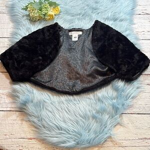 White House Black Market Faux Fur Black Shrug Sz S